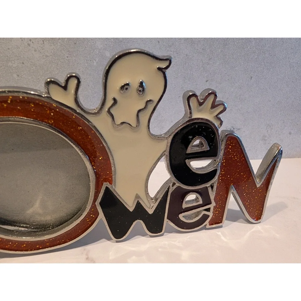 Halloween Enamel Glitter Picture Frame Ghost Bat Bobble Metal Small Photo Frame